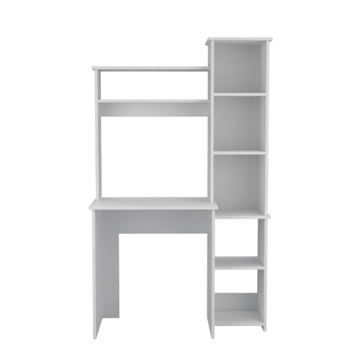 Desk, Five Shelves, Two Superior Shelves, White