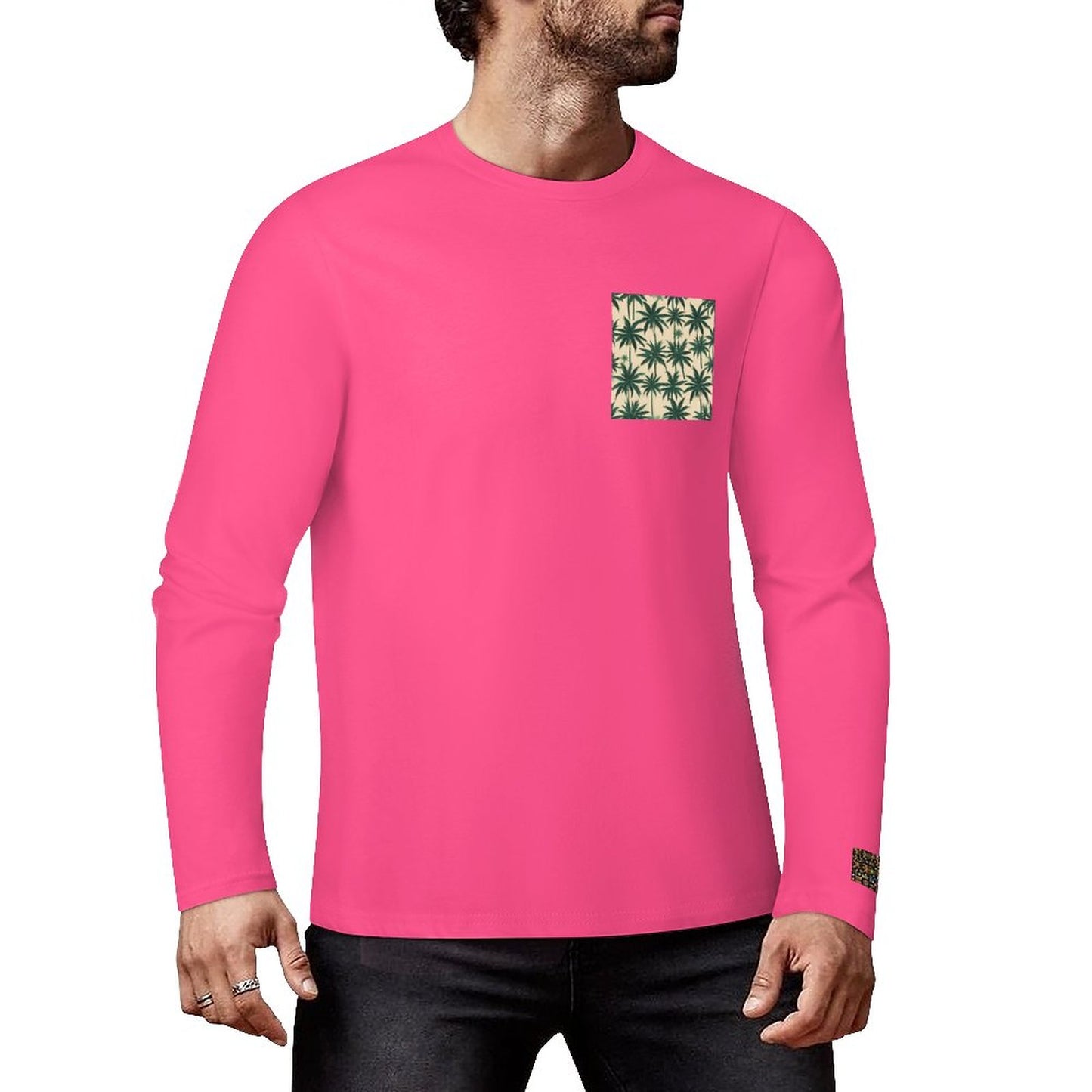 DTF 160gsm Cotton Men's Long Sleeve T-shirt (Front+Sleeve Printing)