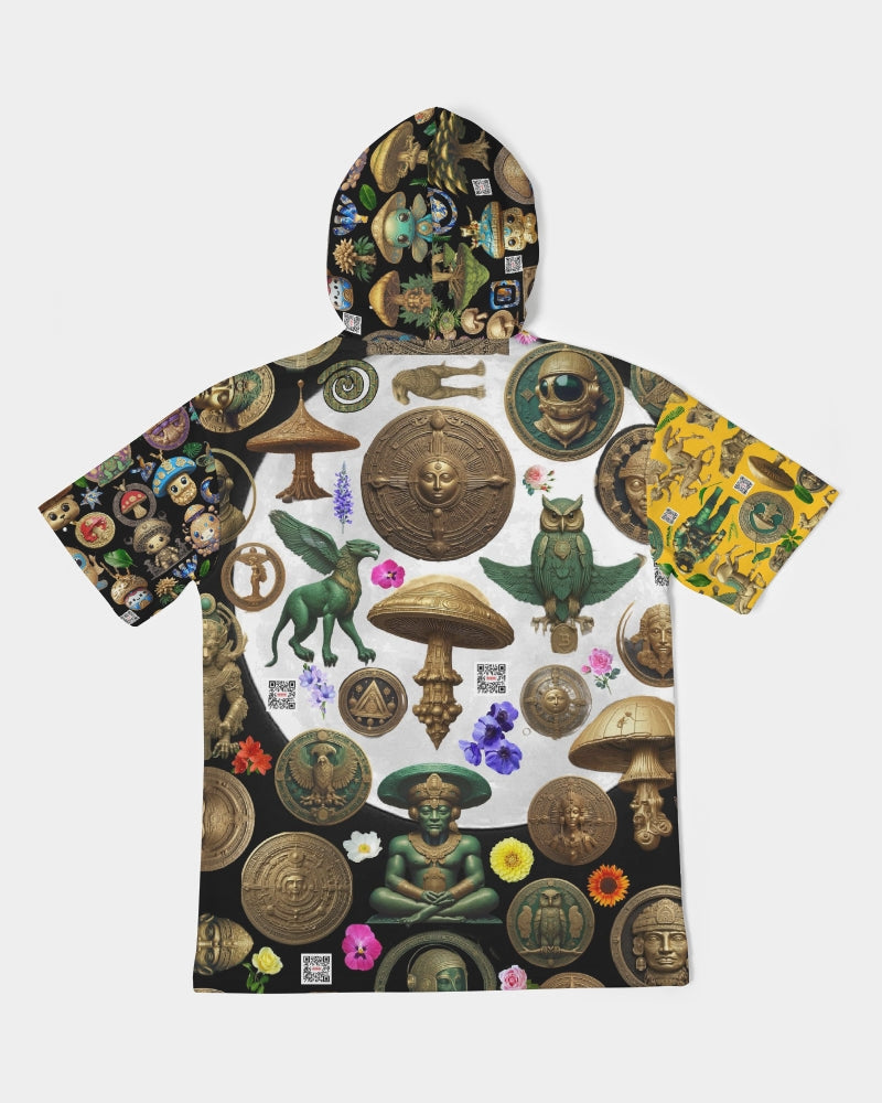 Mushroom Abstak Collection Men's All-Over Print Premium Heavyweight Short Sleeve Hoodie