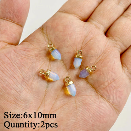 2PCS/lot Opal Stone Pendant White Oval Heart Star Moon Shape Connector Charms Fit Jewelry Making DIY Necklace Earrings Bracelets