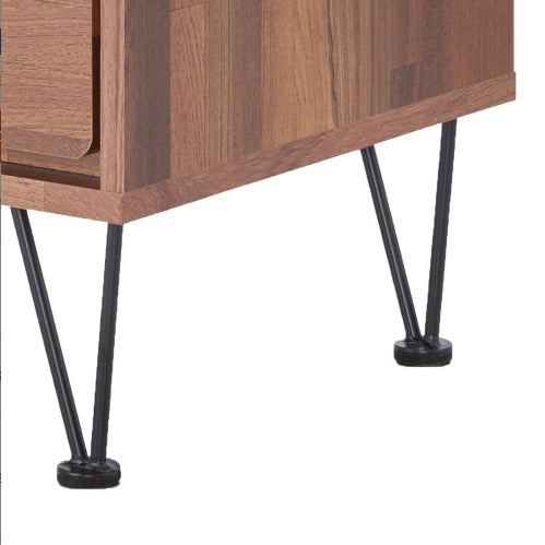 Walnut 2-Drawer Accent Table With Hairpin Legs