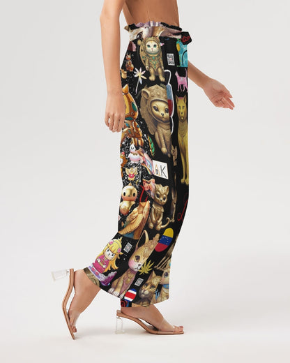 Leidy Abstrak Women's All-Over Print High-Rise Wide Leg Pants