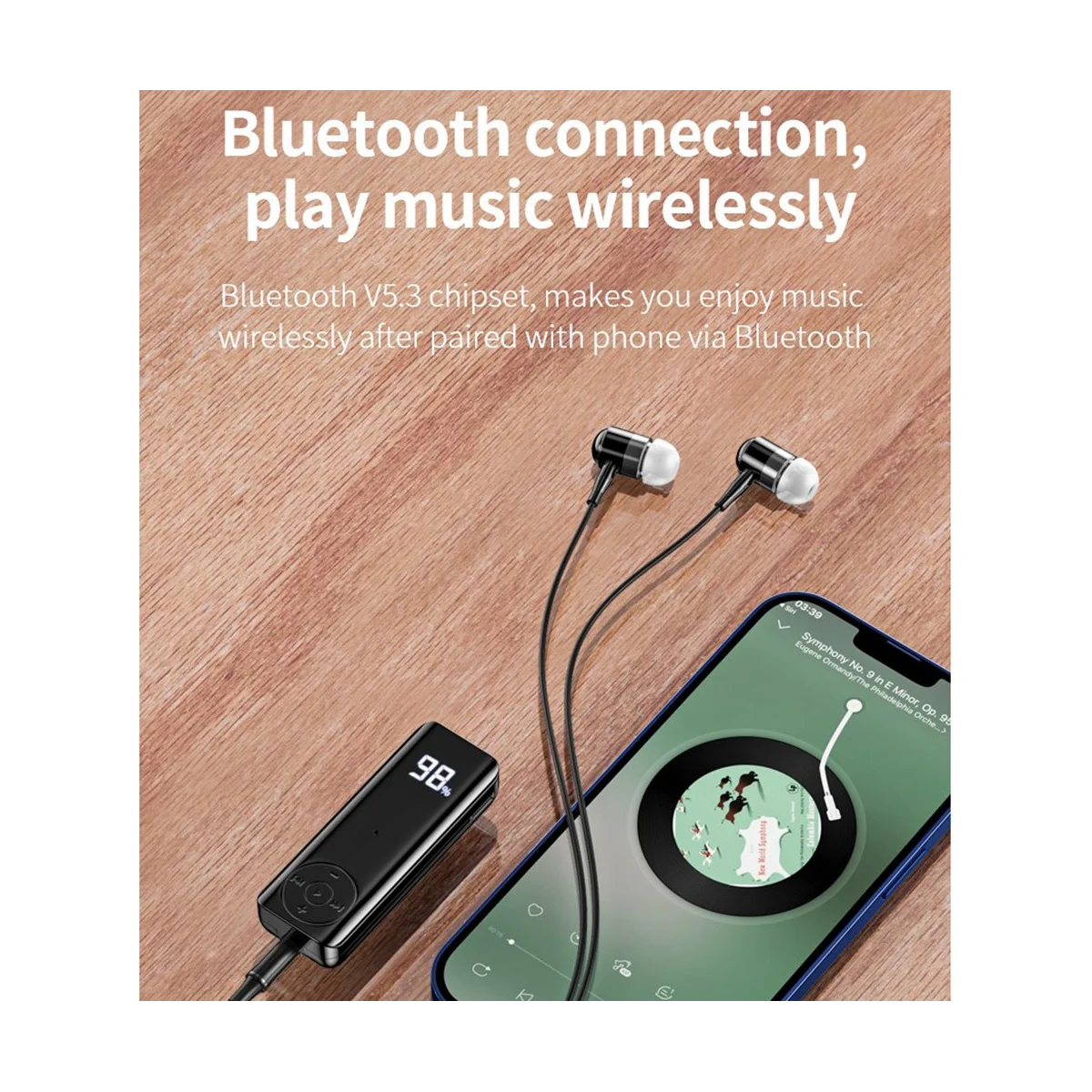 Bluetooth 5.3 Receiver 3.5mm AUX Adapter for Car Headphone Speaker Music Wireless Audio Receiver,with Headset Cable