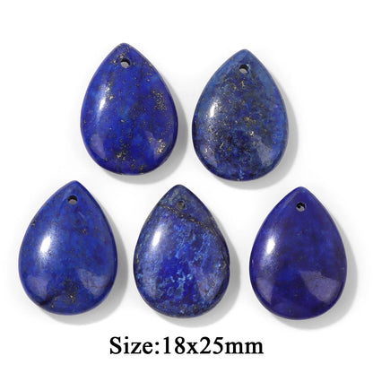 5PCS/lot Lapis Lazuli Stone Pendant Blue Moon Apple Oval Shape Gem Charms For Jewelry Making DIY Necklace Earrings DIY Handmade