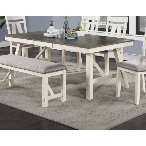 Dining Room Furniture 1x Bench Gray Fabric Cushion Seat White Clean Lines