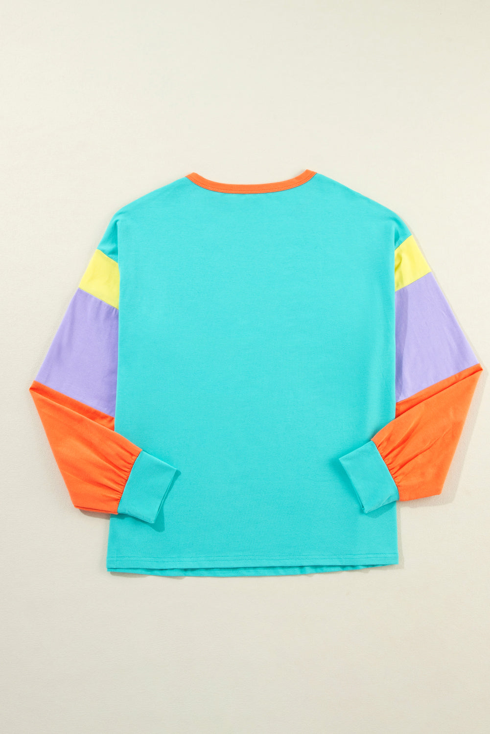 Light Blue Color Block Sleeve Loose Fit Top