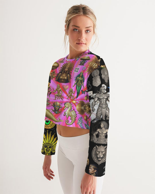 IMG_0540 Women's All-Over Print Cropped Sweatshirt