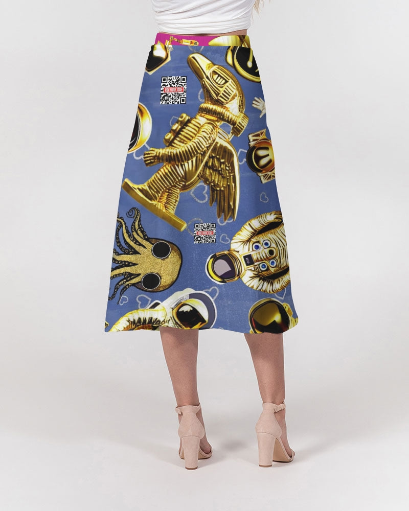 Robotic Abstrak Women's All-Over Print A-Line Midi Skirt