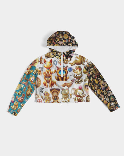 4 Annunaki Abstrak Collection Women's All-Over Print Cropped Windbreaker