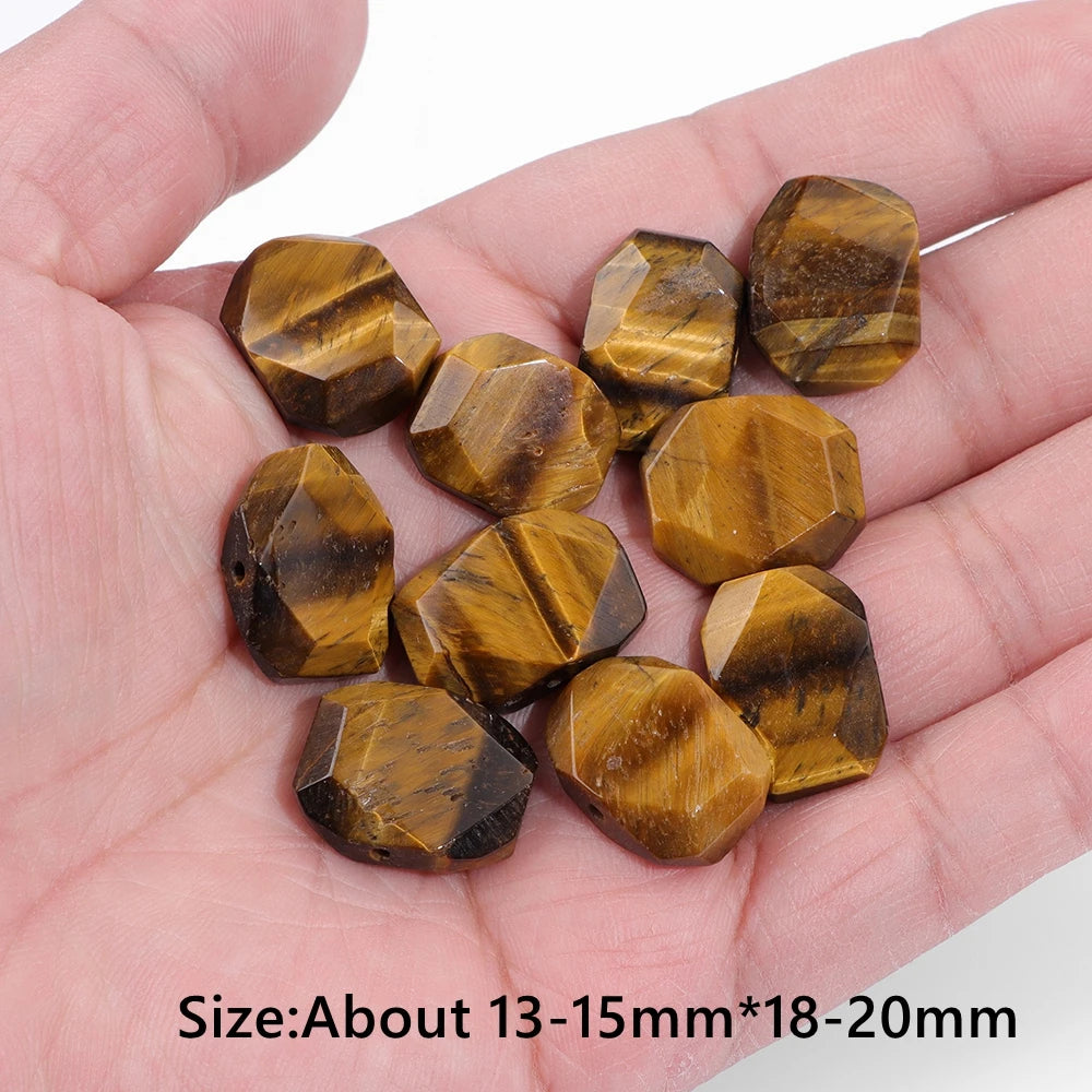 5Pcs/Lot Faceted Natural Irregular Stone Beads Tiger Eye Labradorite Rose Quartzs Charms Bead for Jewelry Making Accessories