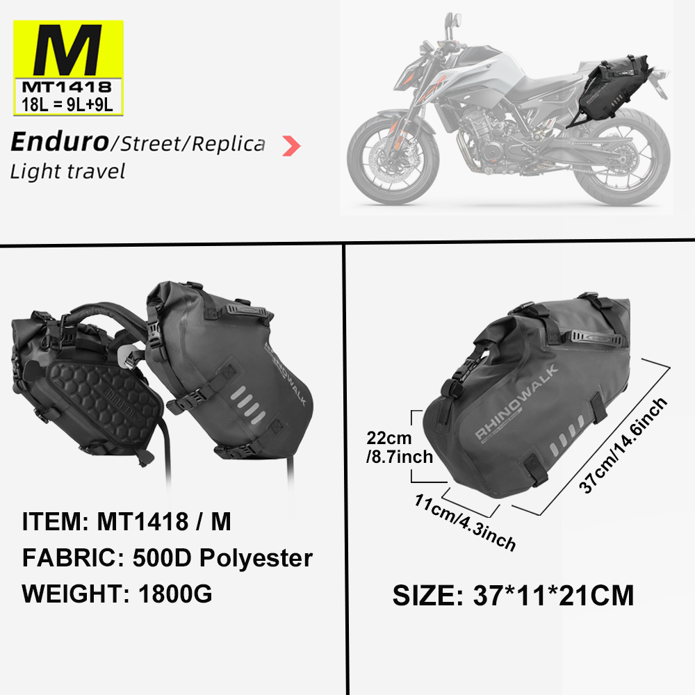 Rhinowalk Motorcycle Bag 100%Waterproof 18L/28L/48L Large Capacity 2 Pcs Universal Fit Motorcycle Pannier Bag Saddle Side Bags