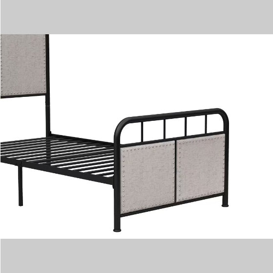 Double-size Linen Upholstered Platform Metal Bed Frame