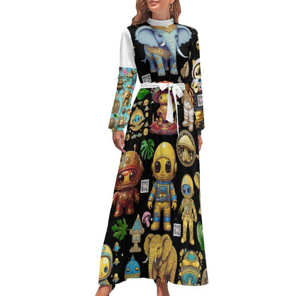 Turtle Neck Long Dress for WomenxQ (All-Over Printing)