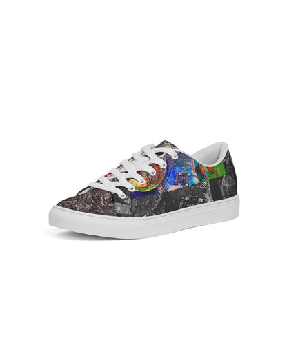 Saddle Serenade Abstract Design Men's Faux-Leather Sneaker