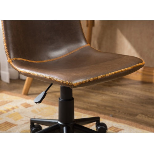 Cesena Faux Leather 360 Swivel Air Lift Office Chair, Antique Brown