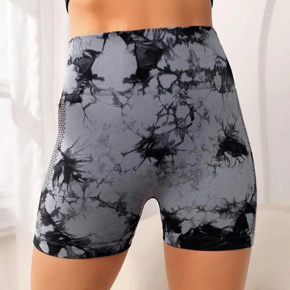 Tie Dye Yoga Shorts Women Fitness Shorts Running Cycling Shorts Sports Leggings High Waist Summer Workout Gym Short Pants