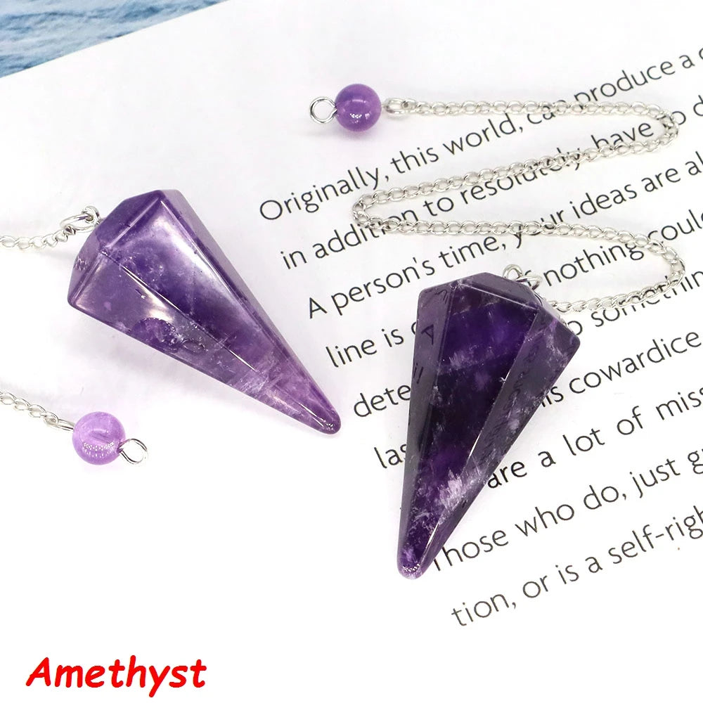 7 Chakra Pendulum Natural Stones Healing Crystal For Wicca Divination Witchcraft Dowsing Reiki Quartz Jewelry Pendants Wholesale