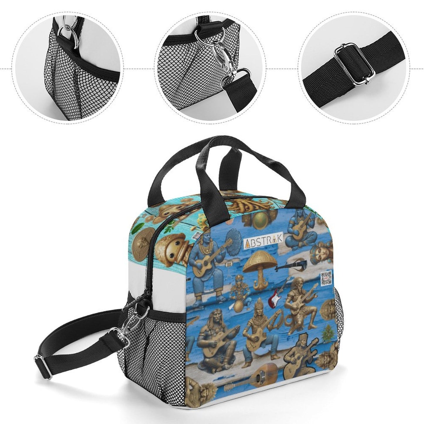 Insulated Lunch Crossbody Bag with Strap for Office School Picnic (All-Over Printing)