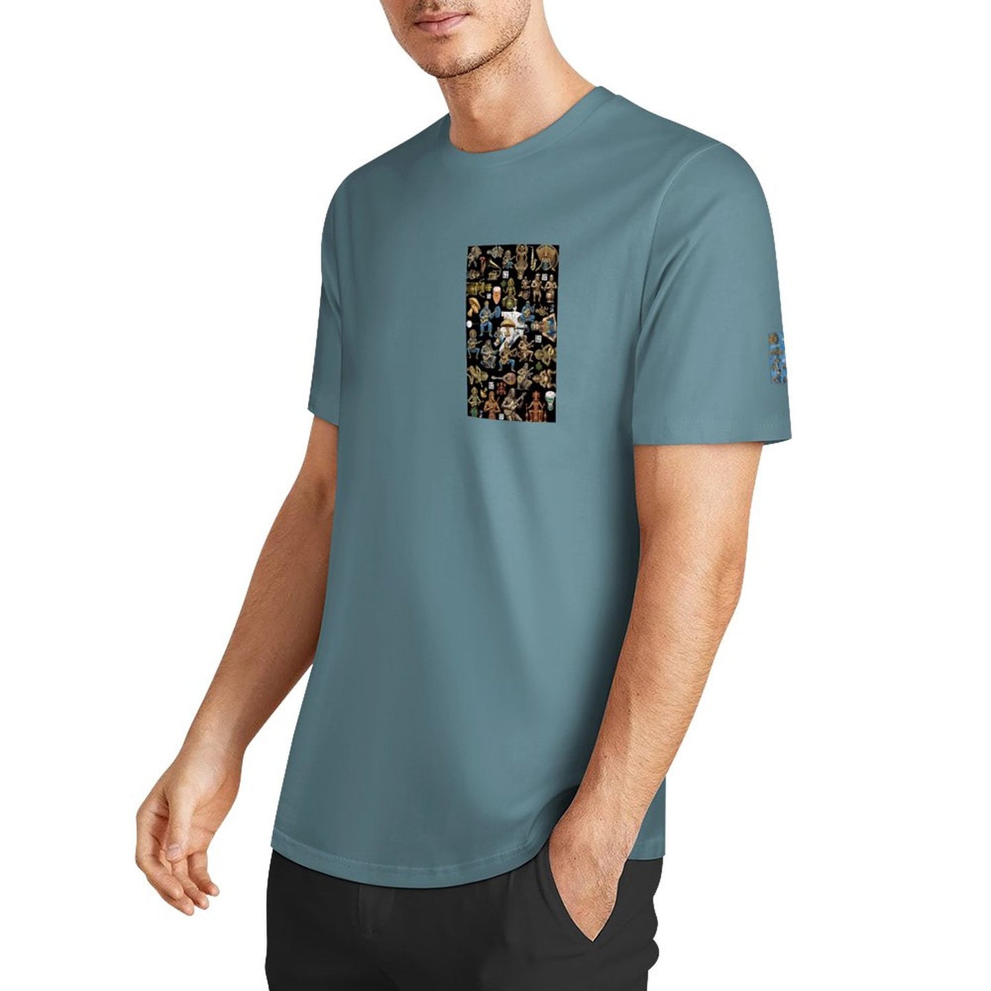 DTF 160gsm Men's Short Sleeve Cotton T-shirt (Dual-sided+Sleeve Printing)