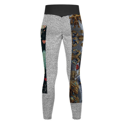 Custom Printed Honeycomb Textured Yoga Pants for Women (All-Over Printing)