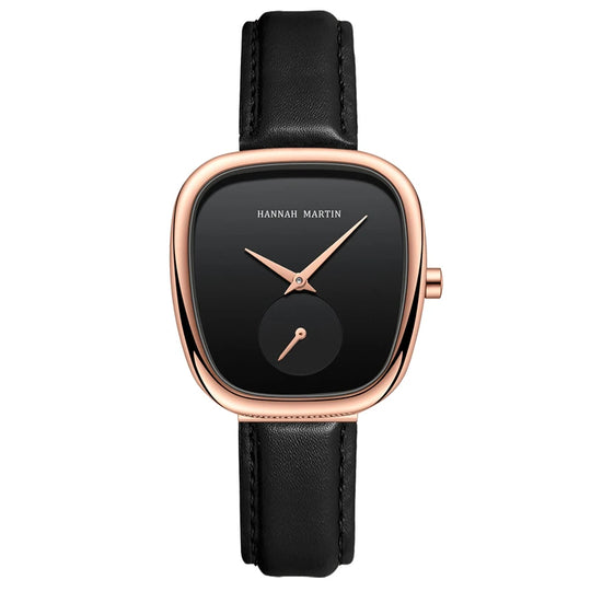 2023 New Women's Quartz Wristwatch 34mm Wine Barrel Rose Gold Black Stopwatch Fashionable Minimalist Style Oval Women's Watches