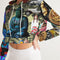 Trendy Abstrak Pattern Women's All-Over Print Cropped Hoodie