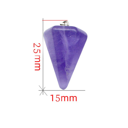 24pcs Natural Stone Reiki Pendulum Divination Pendant Amethyst Quartz Crystal Agate Suitable for DIY Necklace Jewelry Pendant