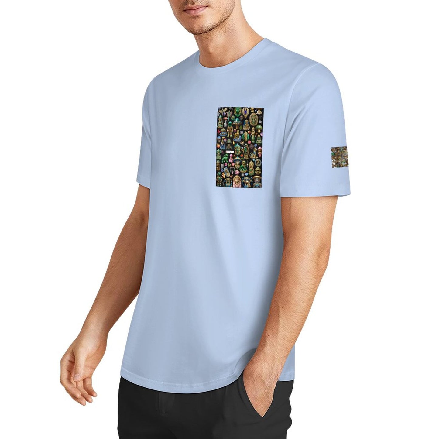 DTF 160gsm Men's Short Sleeve Cotton T-shirt (Dual-sided+Sleeve Printing)