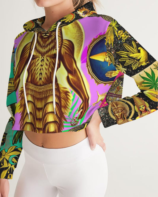 Ancient Abtsrak Women's All-Over Print Cropped Hoodie