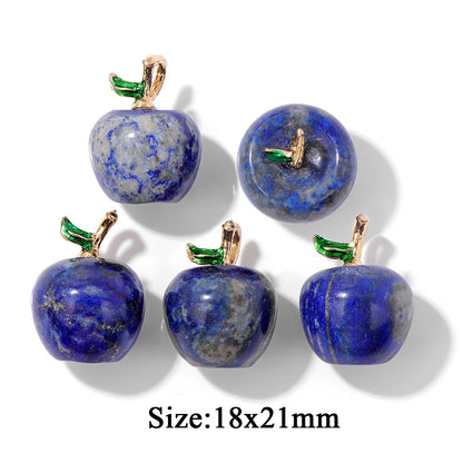 5PCS/lot Lapis Lazuli Stone Pendant Blue Moon Apple Oval Shape Gem Charms For Jewelry Making DIY Necklace Earrings DIY Handmade