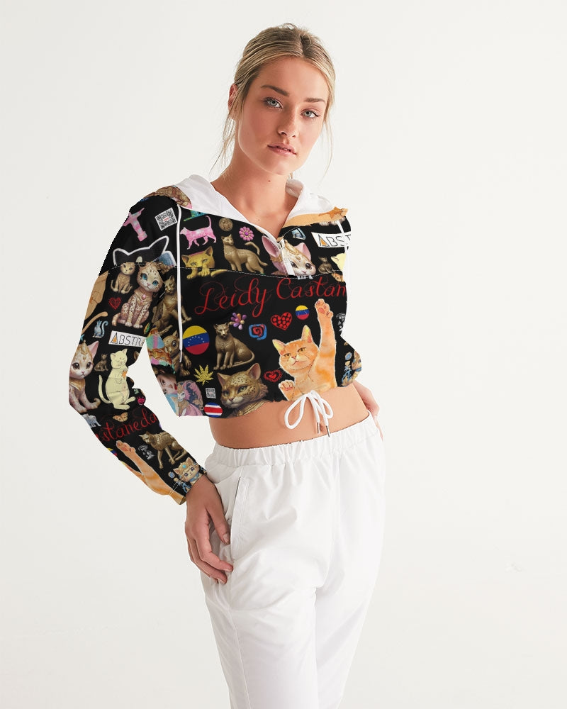 Leidy Abstrak Women's All-Over Print Cropped Windbreaker