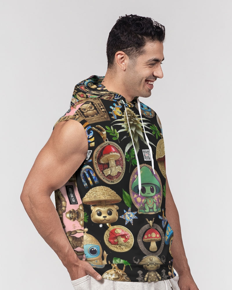 Mushroom Abstak Collection Men's All-Over Print Heavyweight Sleeveless Hoodie