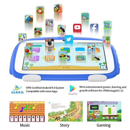 BDF 7 Inch Kids Tablet Quad Core Android 12 4GB And 64GB WiFi Bluetooth Educational Software Installed 5G WiFi 4000mAh Battery