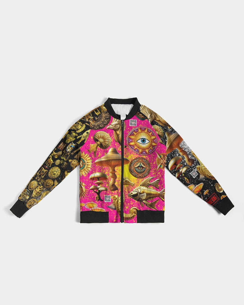 Eye and Face Abstrak Women's All-Over Print Bomber Jacket