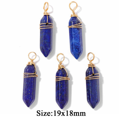 5PCS/lot Lapis Lazuli Stone Pendant Blue Moon Apple Oval Shape Gem Charms For Jewelry Making DIY Necklace Earrings DIY Handmade