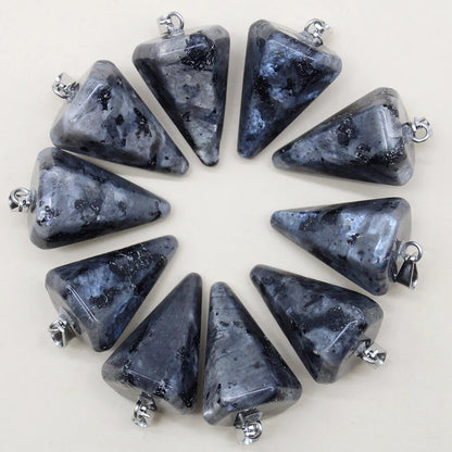 24pcs Natural Stone Reiki Pendulum Divination Pendant Amethyst Quartz Crystal Agate Suitable for DIY Necklace Jewelry Pendant