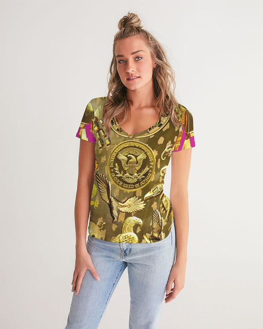 Robotic Abstrak Women's All-Over Print V-Neck Tee