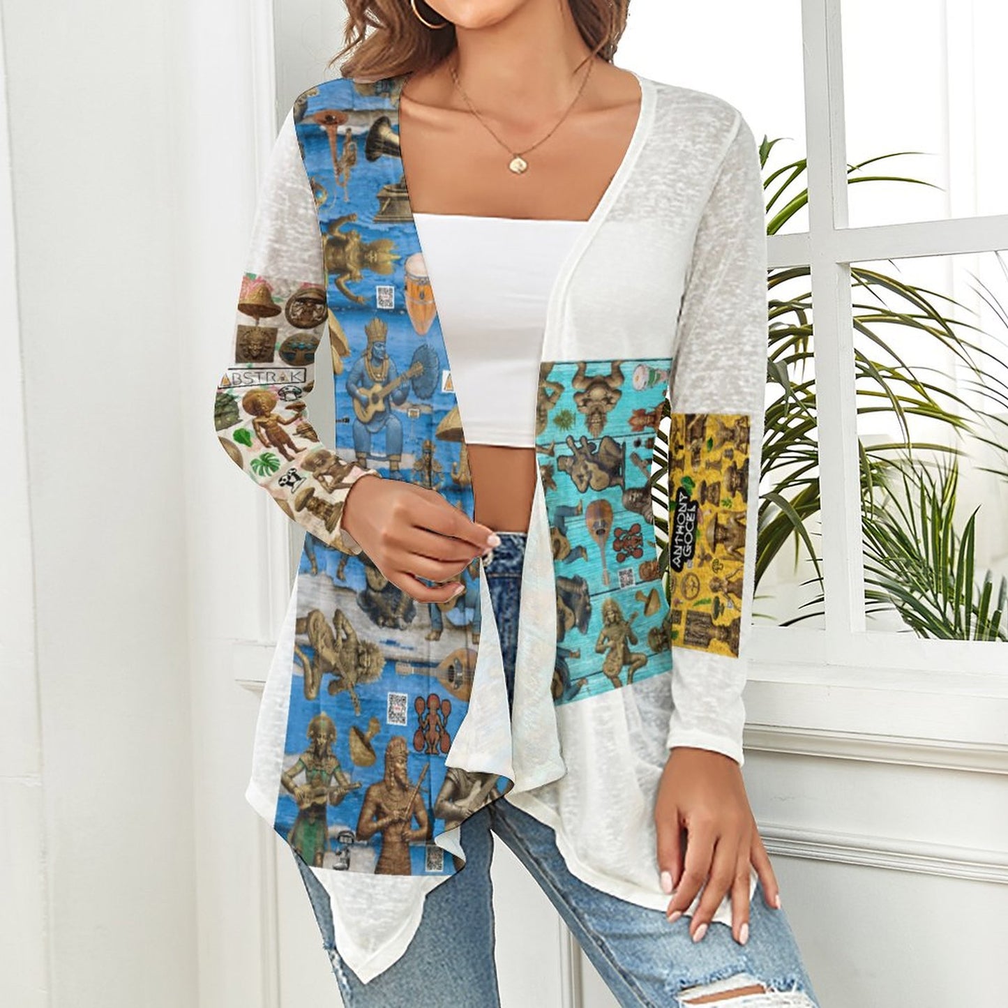 Drop Shoulder Women's Open Shirt with Irregular Hem NZ050 (All-Over Printing)