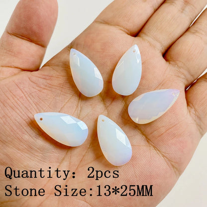 2pcs White Opal Pendants Charms Water Drop Heart Round Square Shape Pendant for Jewelry Making Diy Bracelet Necklace Earrings