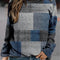 Casual Plaid Loose Print Long Sleeve Crew Neck Sweater Women's