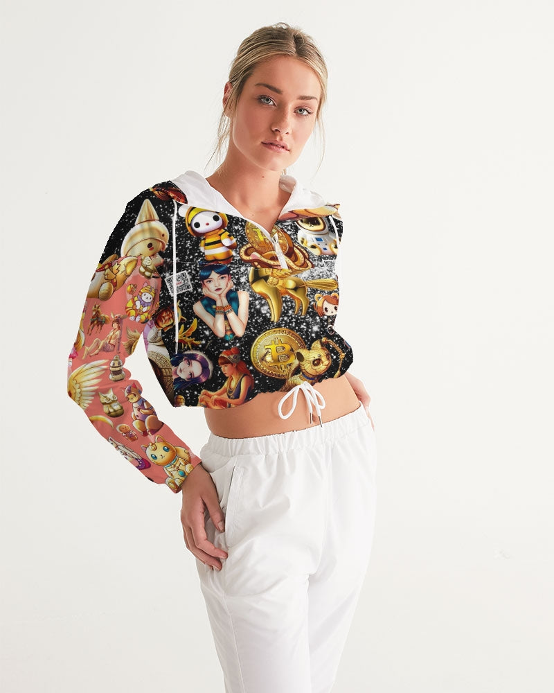 Womens Abstrak Women's All-Over Print Cropped Windbreaker