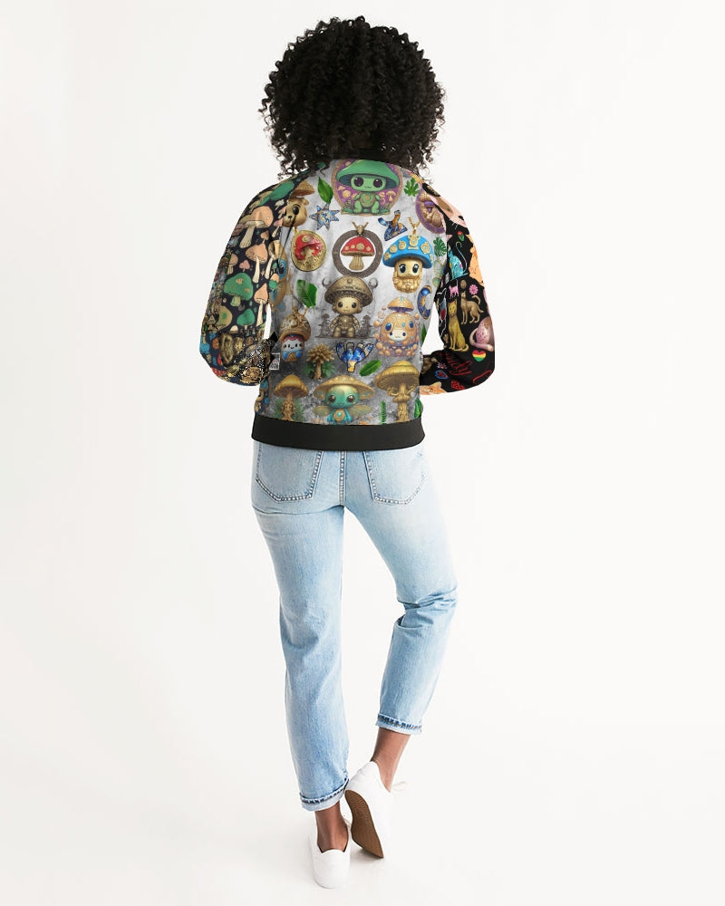 Leidy Abstrak Women's All-Over Print Bomber Jacket