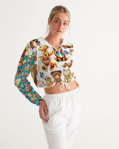 4 Annunaki Abstrak Collection Women's All-Over Print Cropped Windbreaker