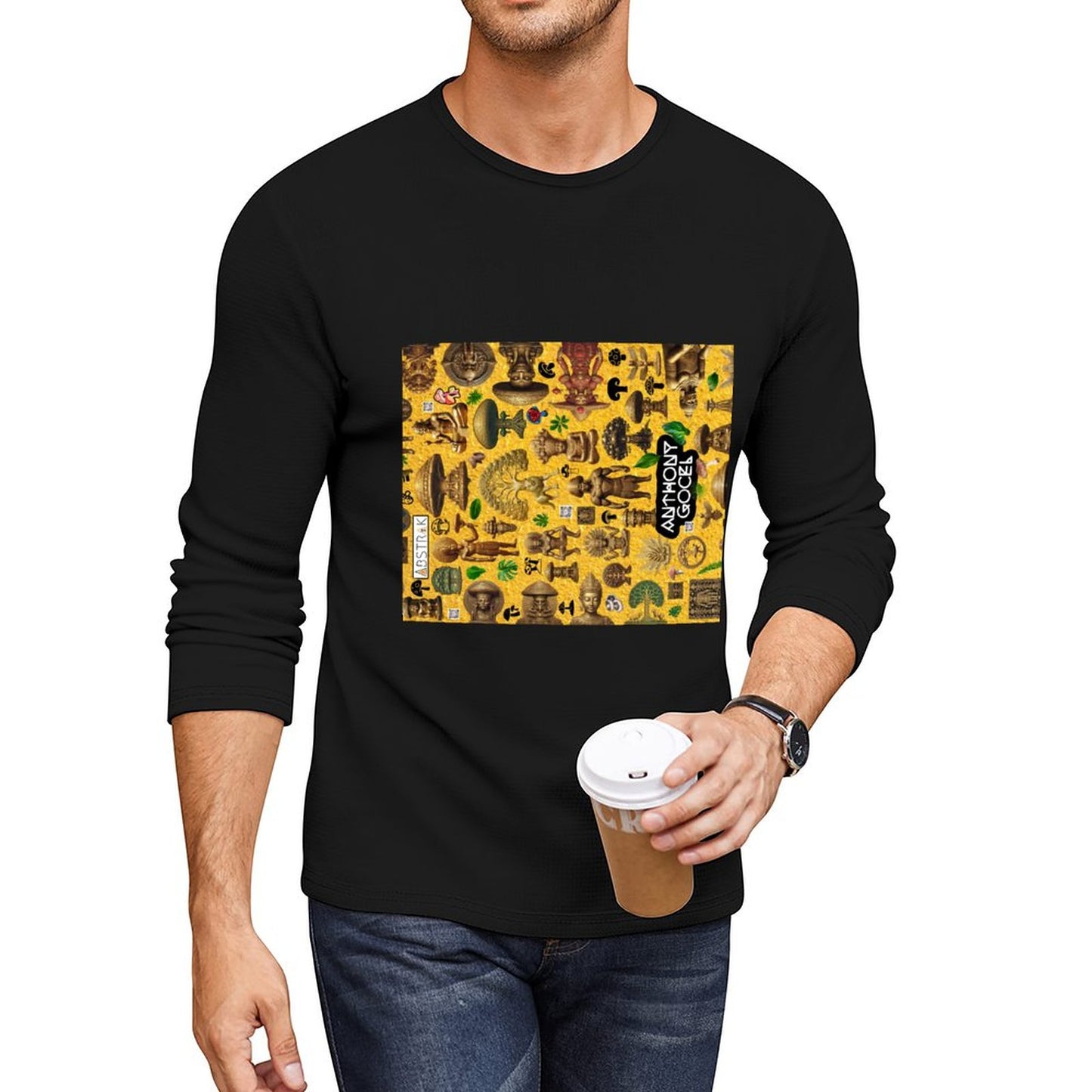 DTG 180gsm Men's Crewneck Long Sleeve T-shirt (Front Printing)