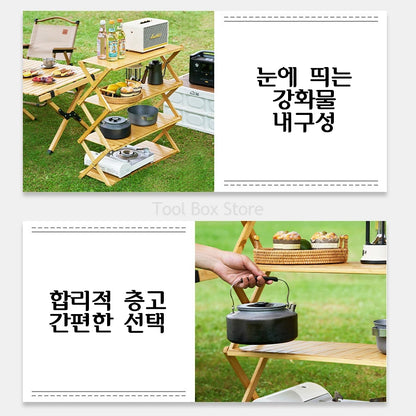 Outdoor Camping Rack Folding Wood Shelf Multifunctional Multi-layer Foldable Rack Portable Storage Picnic Table Shoe Rack