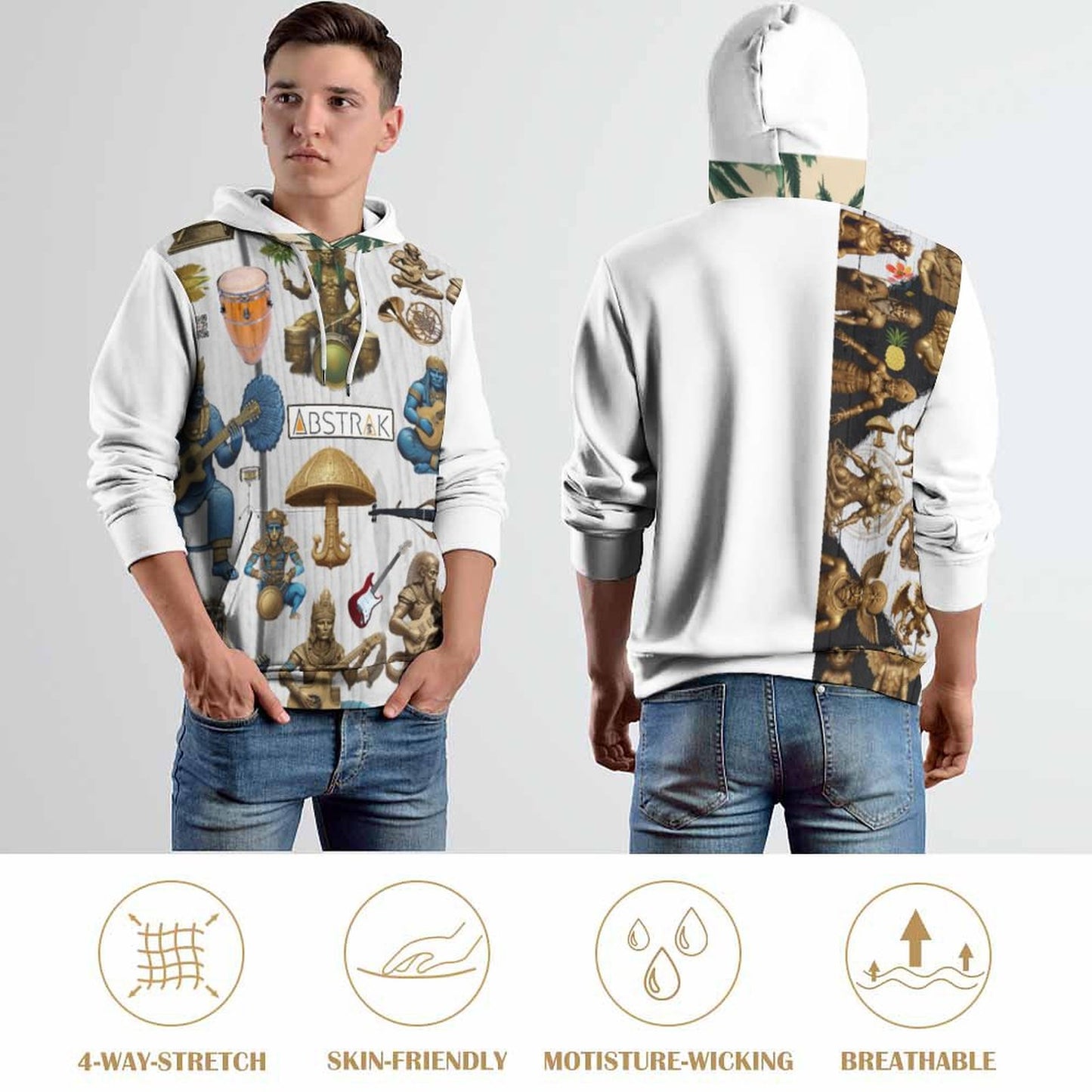 230gsm Men's Cool Hoodie with Double-layer Cap (All-Over Printing)