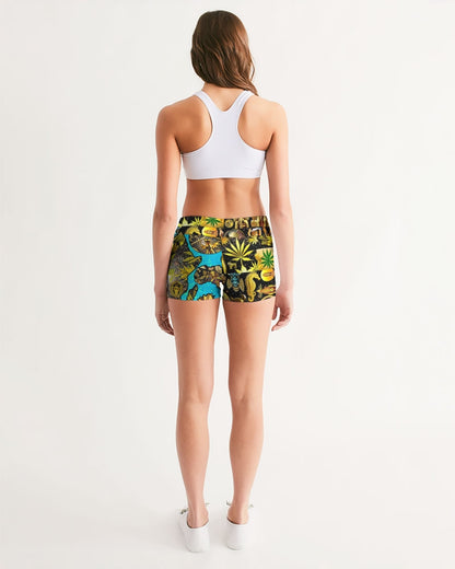 Ancient Abtsrak Women's All-Over Print Mid-Rise Yoga Shorts