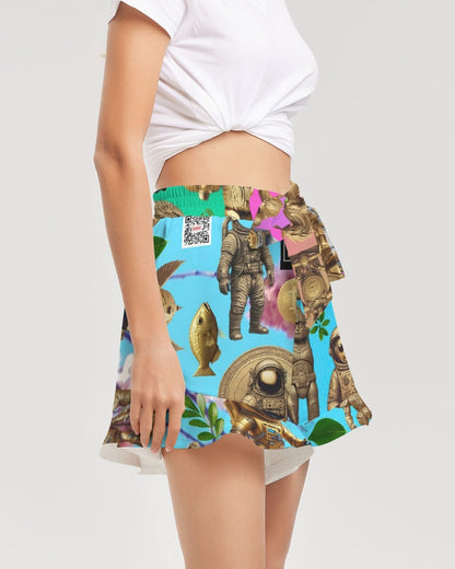 Ancient Abstrak Collection Women's All-Over Print Ruffle Shorts