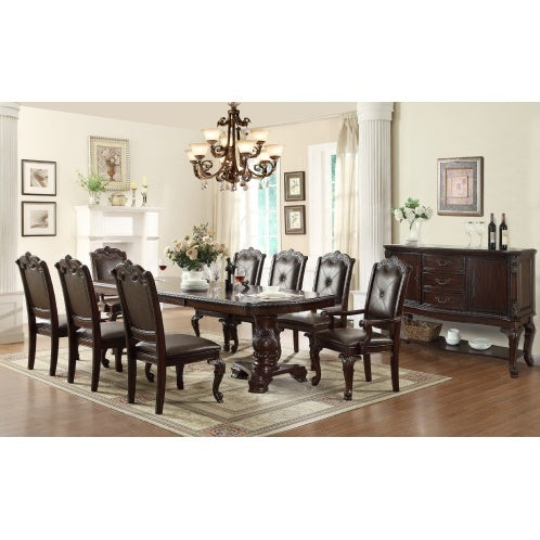 Beautiful Hand-carved Formal Traditional Dining Chair With Faux Leather Upholstery