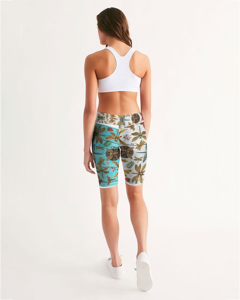 Abstrak dragonfly Women's All-Over Print Mid-Rise Bike Shorts